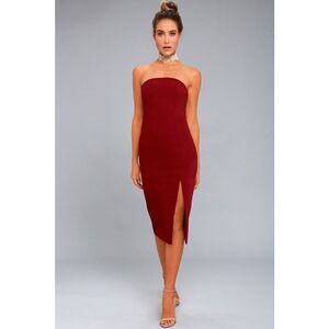 Finders Keepers Lucie Wine Red Midi Dress Size S